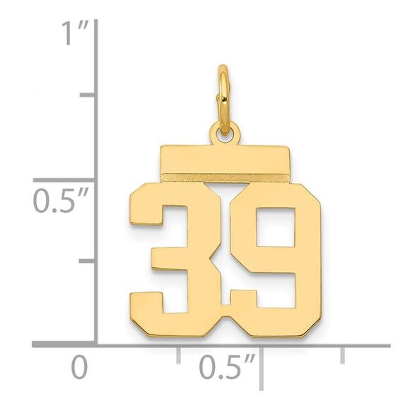 14k Yellow Gold, Athletic Collection, Small Polished Number 39 Pendant - Picture 4 of 5